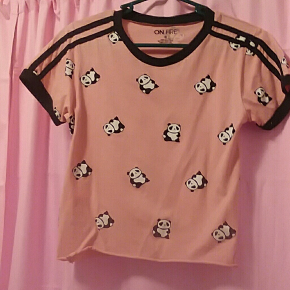 Cropped pink panda tee
